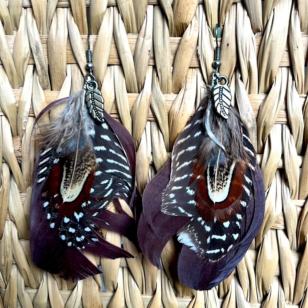 3/$11 Brown feather earrings